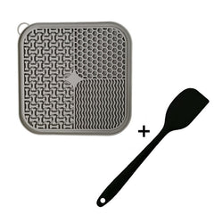 The Lick Mat in charcoal with spatula