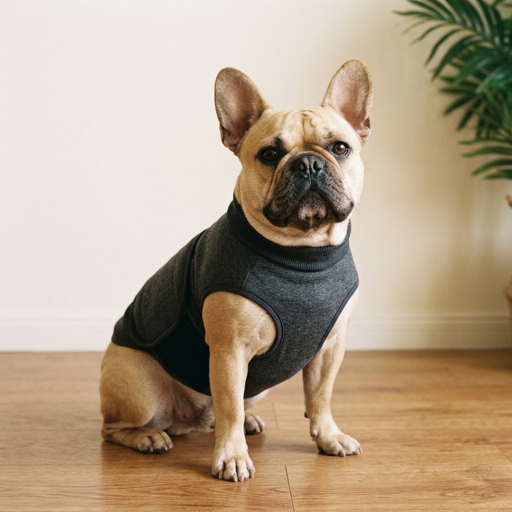French bulldog wearing The Storm Kit calming wrap