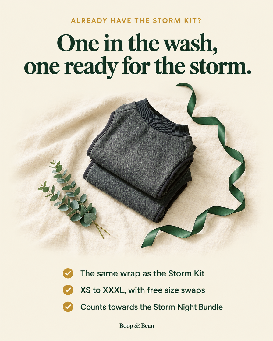 One in the wash, one ready for the storm: the same wrap as the Storm Kit, XS to XXXL with free size swaps, and it counts towards the Storm Night Bundle